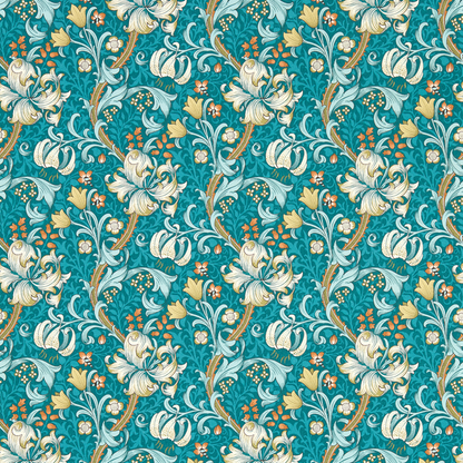 Clarke & Clarke - Golden Lily - Teal wallpaper - W0174/03.CAC.0