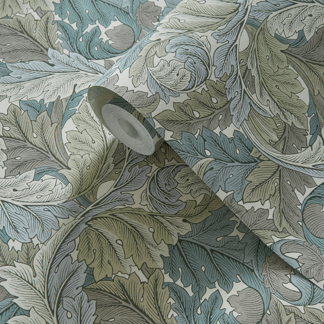 clarke & clarke - acanthus - dove wallpaper - w0175/03.cac.0