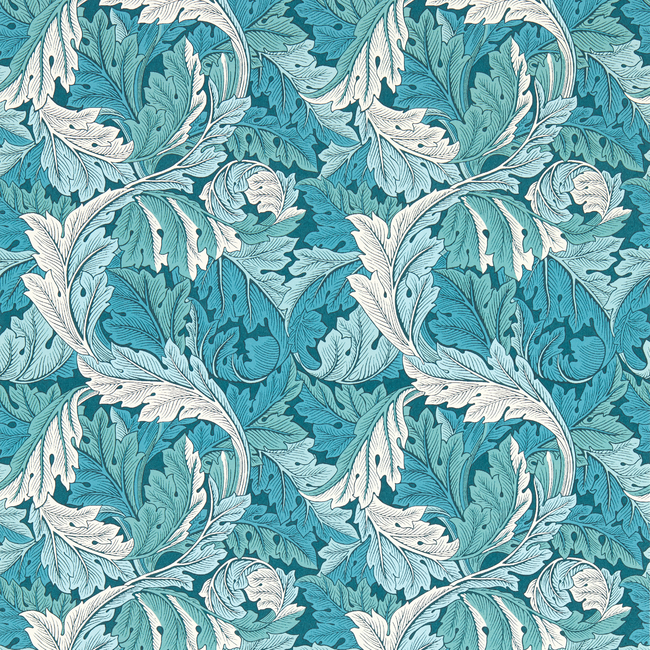 clarke & clarke - acanthus - teal wallpaper - w0175/04.cac.0