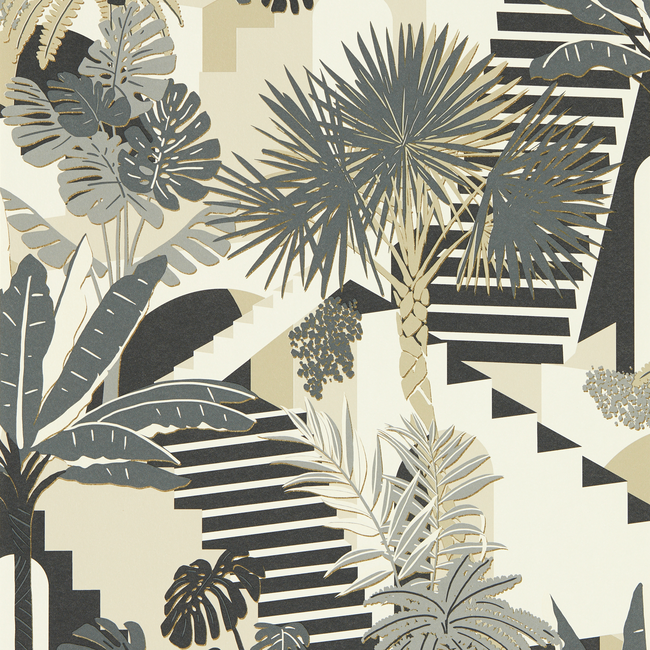 clarke & clarke - malindi - charcoal wallpaper - w0186/01.cac.0