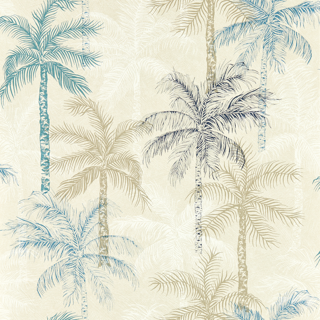 clarke & clarke - palmyra - denim wallpaper - w0189/01.cac.0