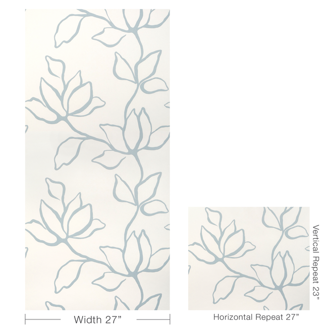 kravet couture - floral sketch wallpaper - chambray - w3886.51.0