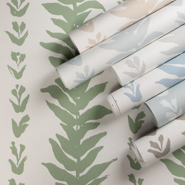 kravet couture - climbing leaves wallpaper - stone - w3937.11.0