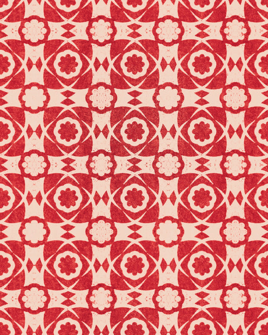 AEGEAN TILES Red Wallpaper