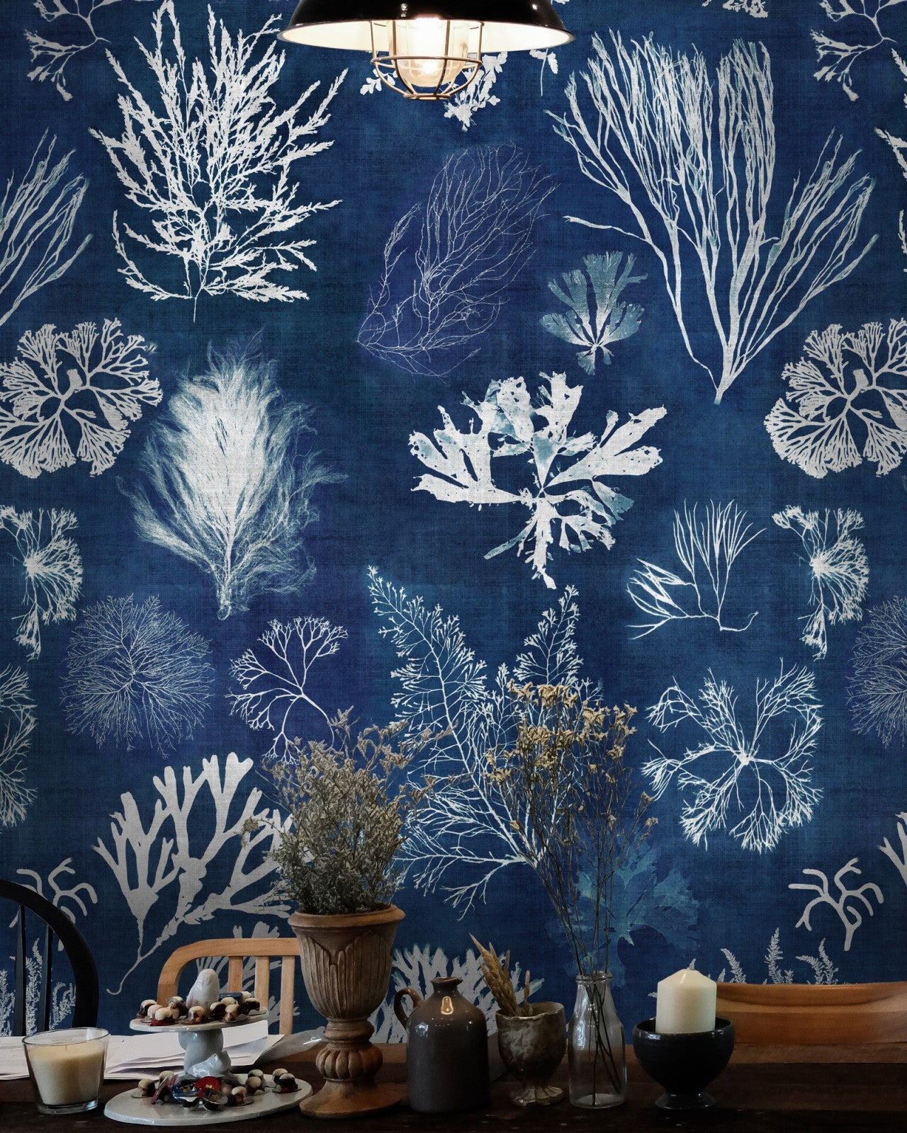 algae navy blue wallpaper