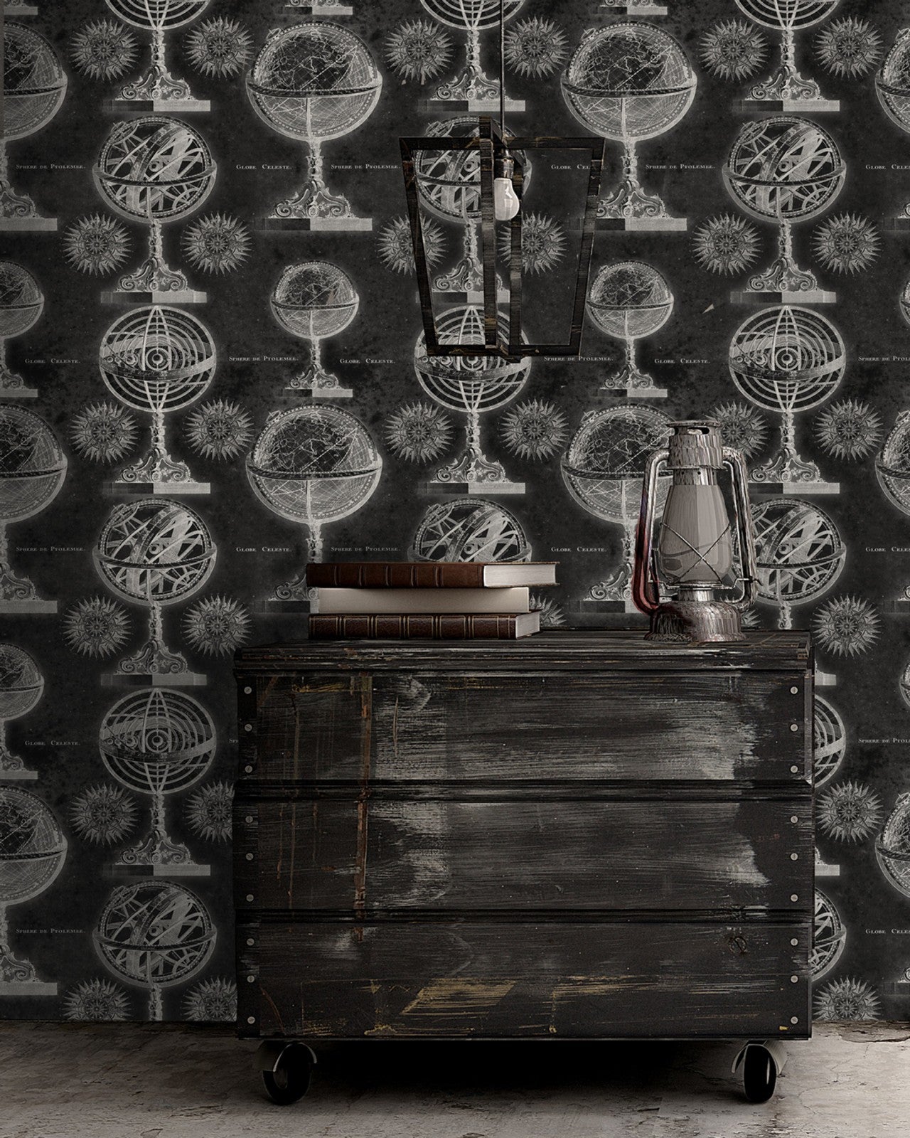 armillary anthracite premium wallpaper