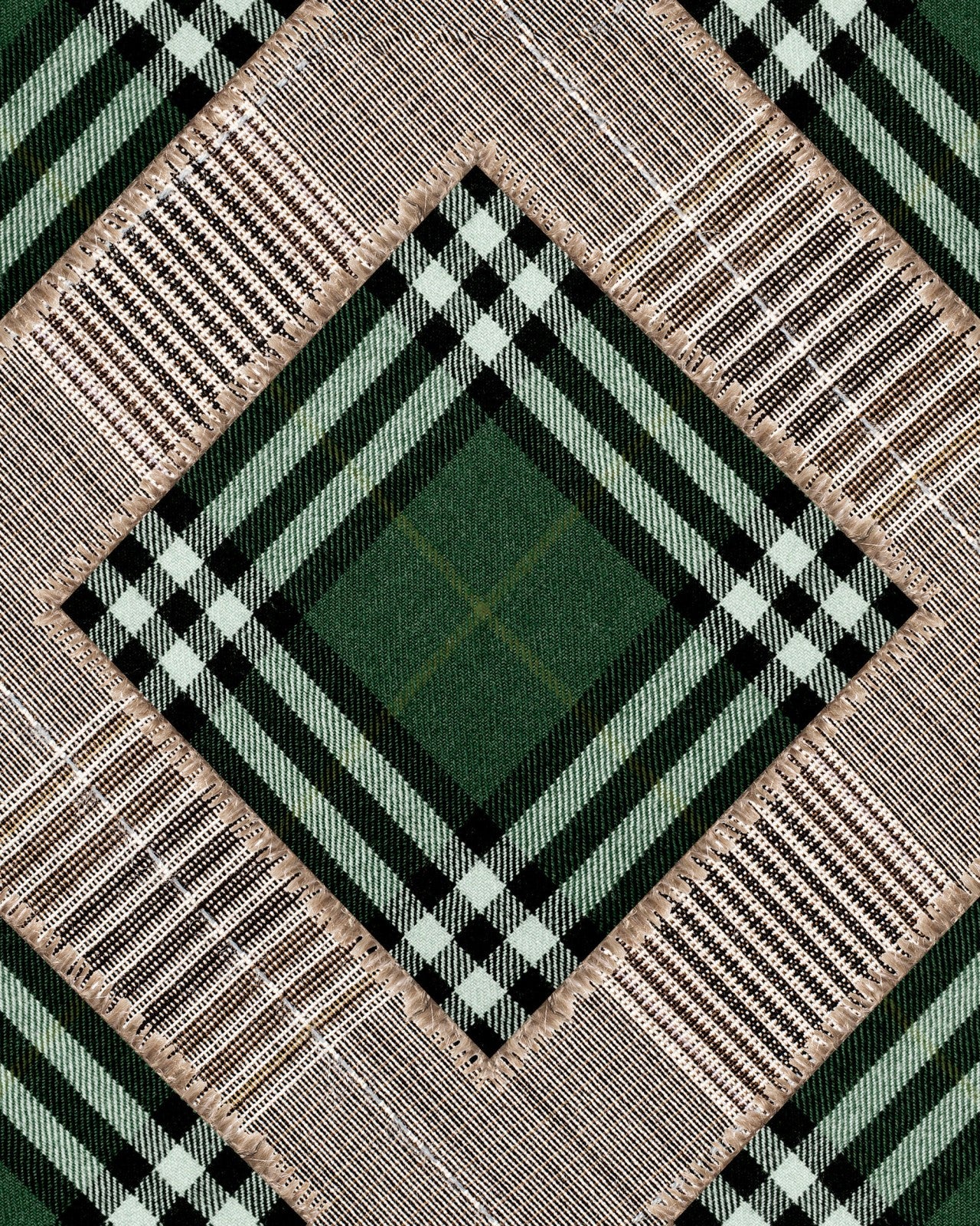 checkered patchwork british green wallpaper