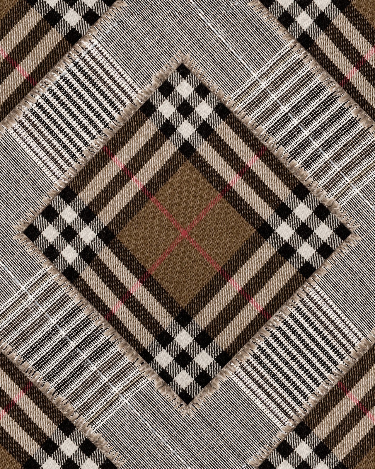 checkered patchwork mid brown wallpaper