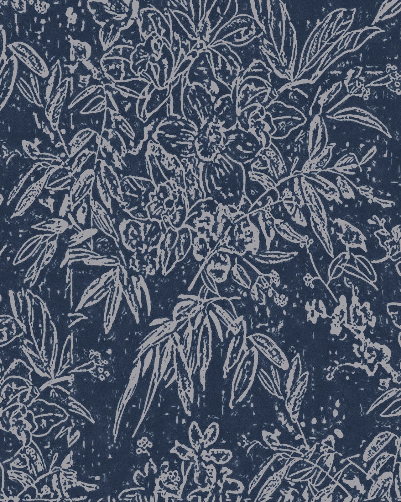 cherry orchard indigo wallpaper