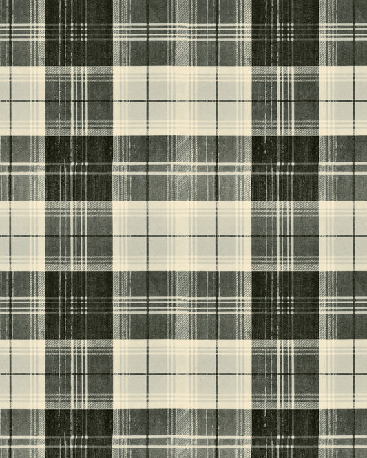 COUNTRYSIDE PLAID Charcoal Wallpaper