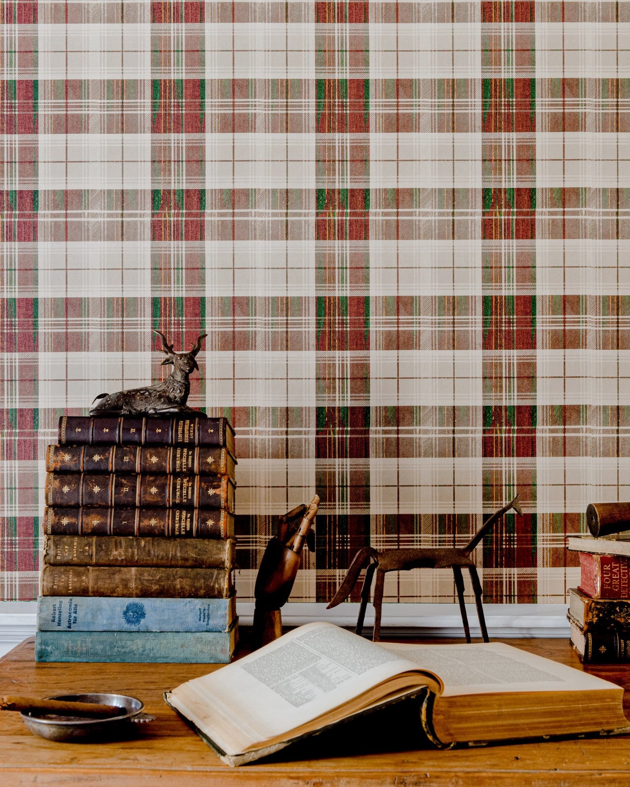 countryside plaid leather wallpaper