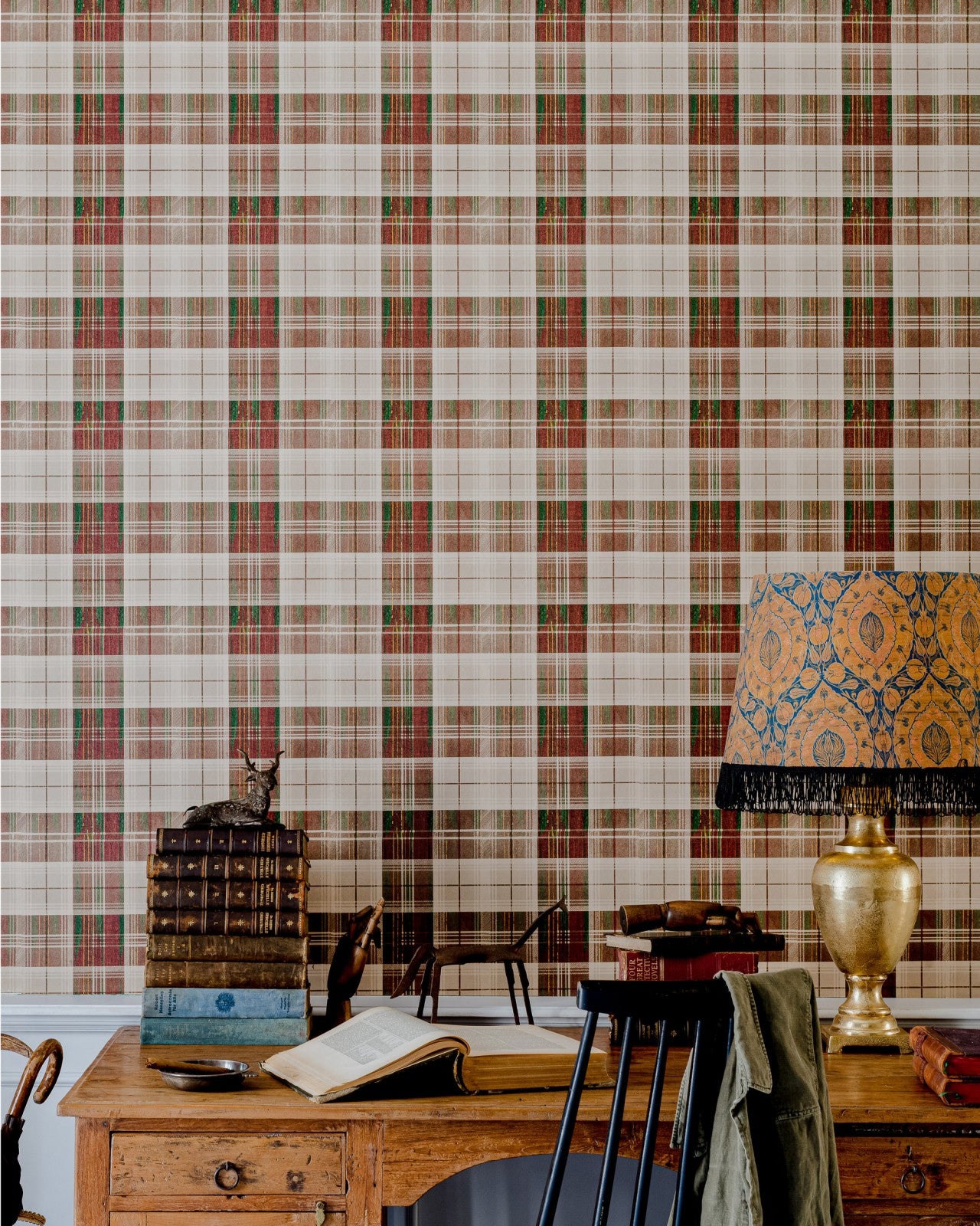 countryside plaid leather wallpaper