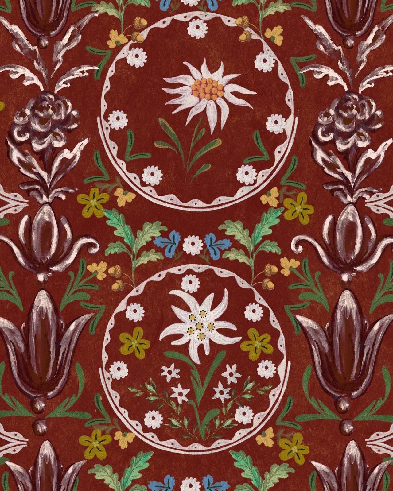 edelweiss burgundy wallpaper