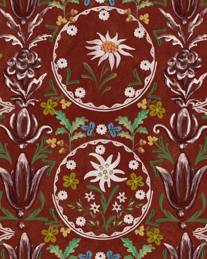 EDELWEISS Burgundy Wallpaper