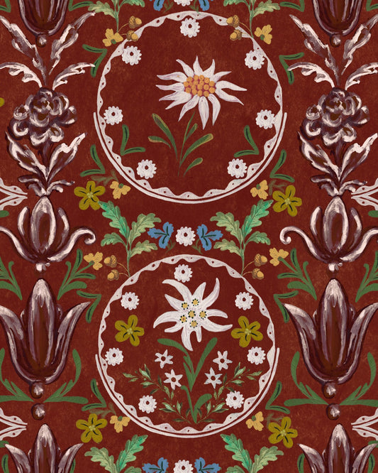 EDELWEISS Burgundy Wallpaper