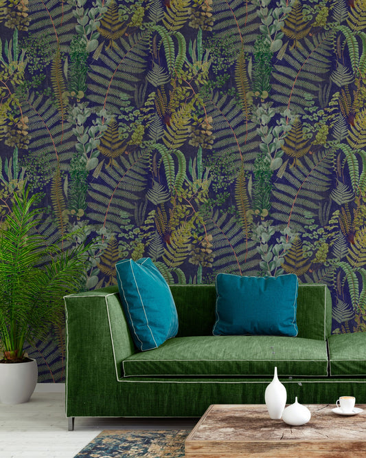 GREEN SANCTUARY Anthracite Wallpaper