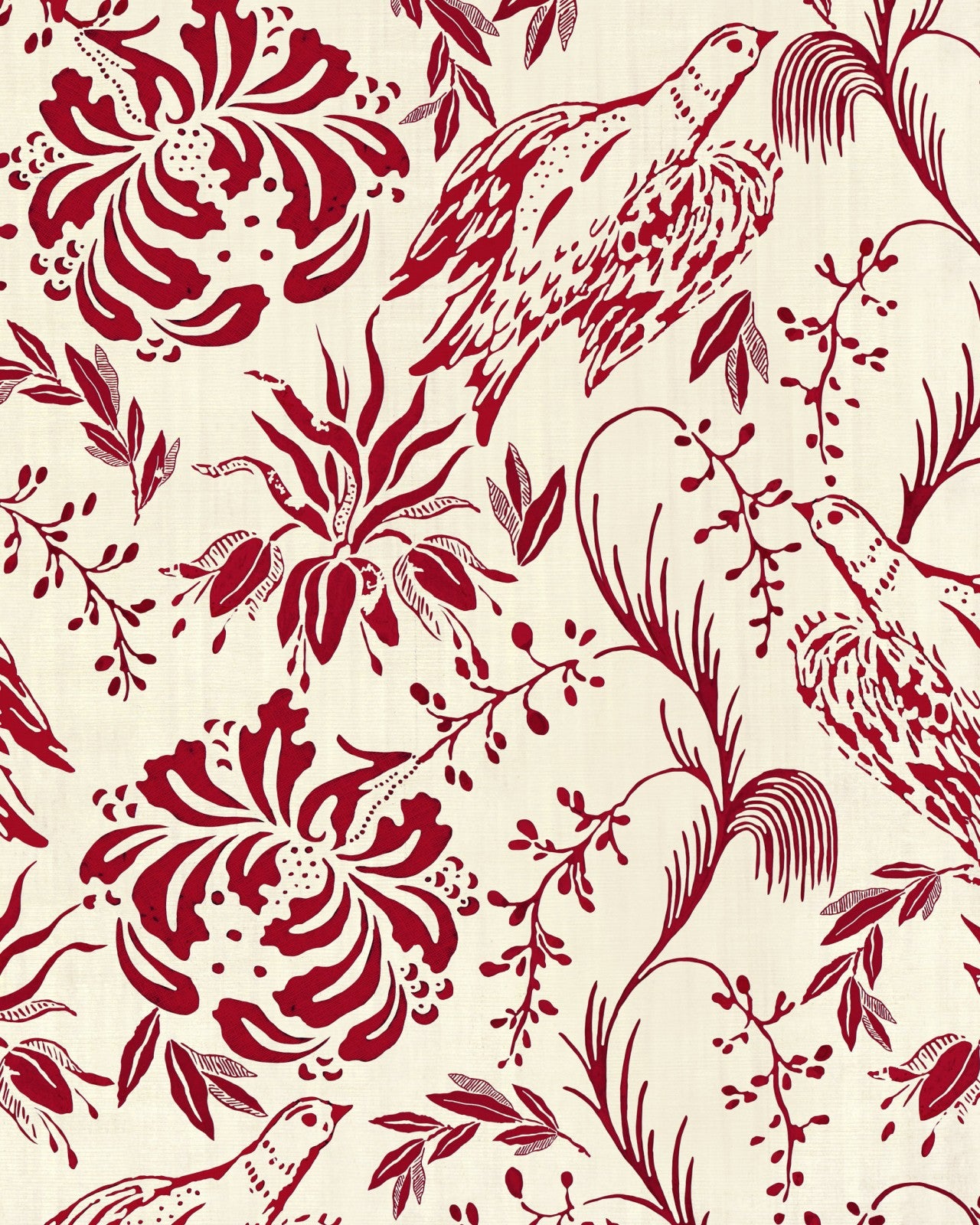 folk embroidery crimson wallpaper