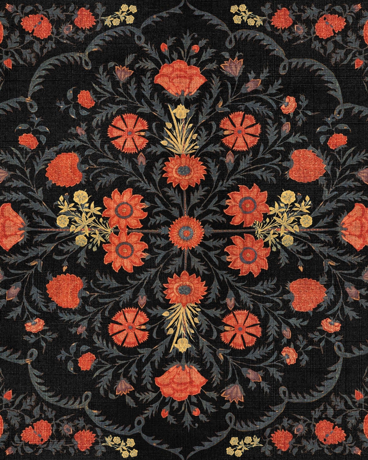 hindu bloom anthracite wallpaper