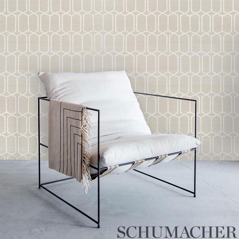 schumacher - modern trellis hemp shimmer - 5010110