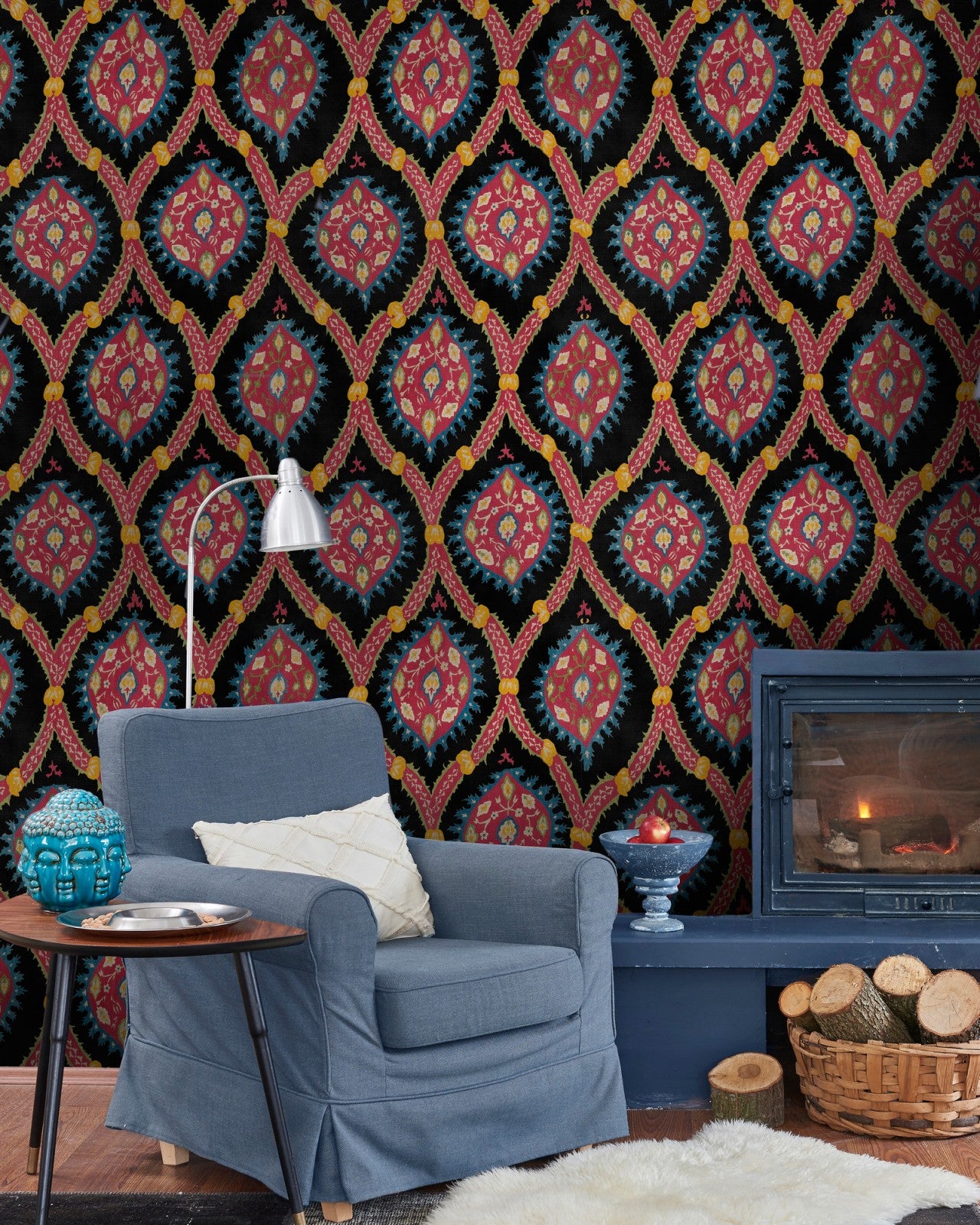 ottoman anthracite wallpaper