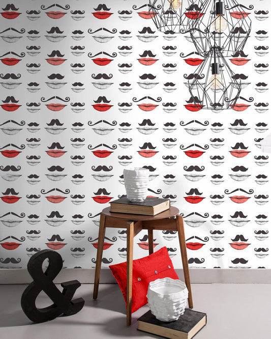 MOUSTACHE AND LIPS Premium Wallpaper