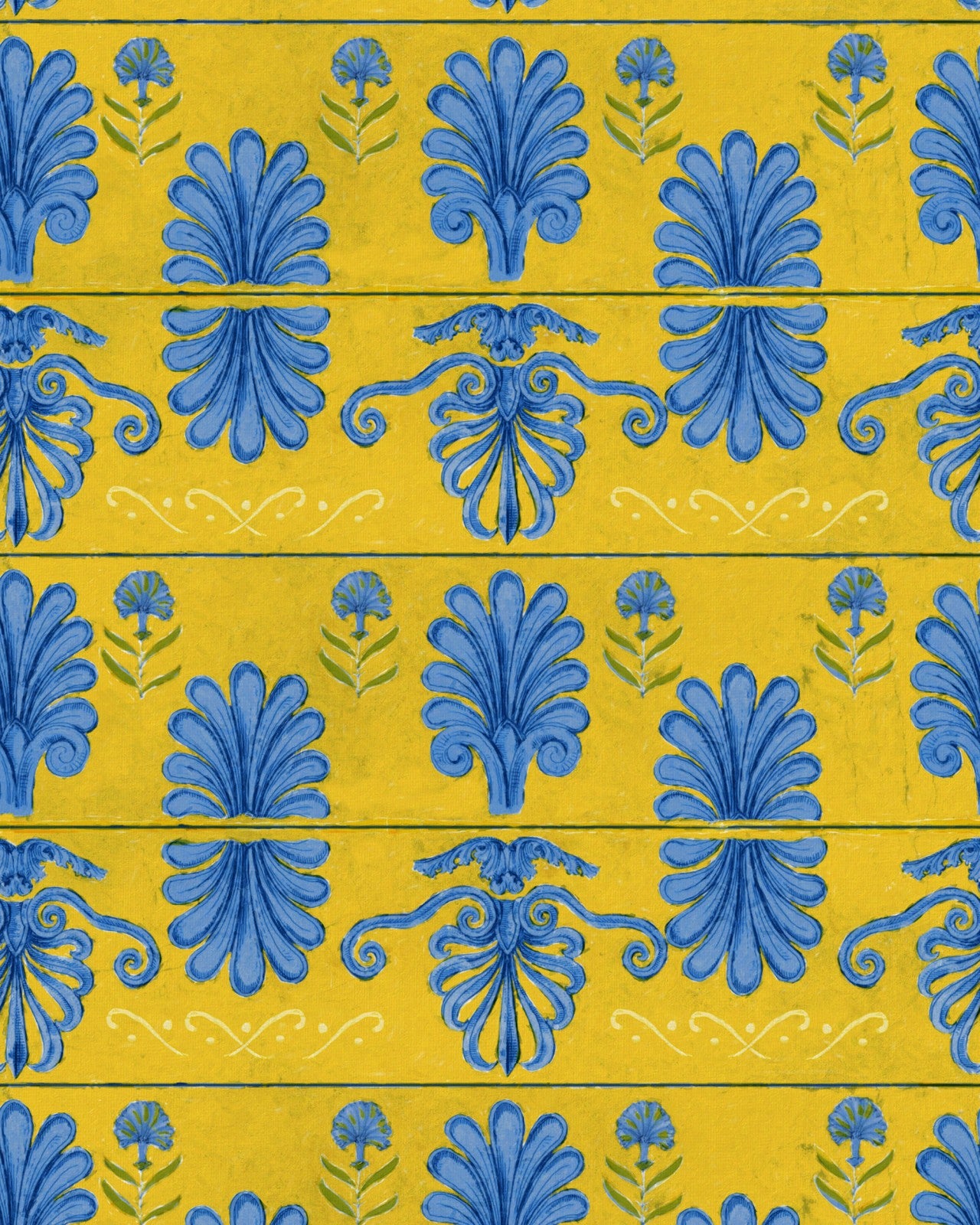 mykonos villa motif lemon wallpaper