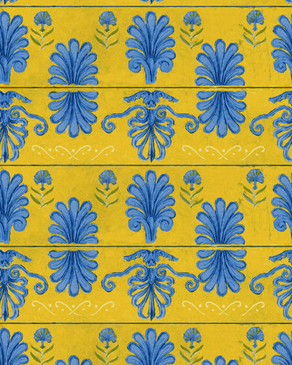 MYKONOS VILLA MOTIF Lemon Wallpaper