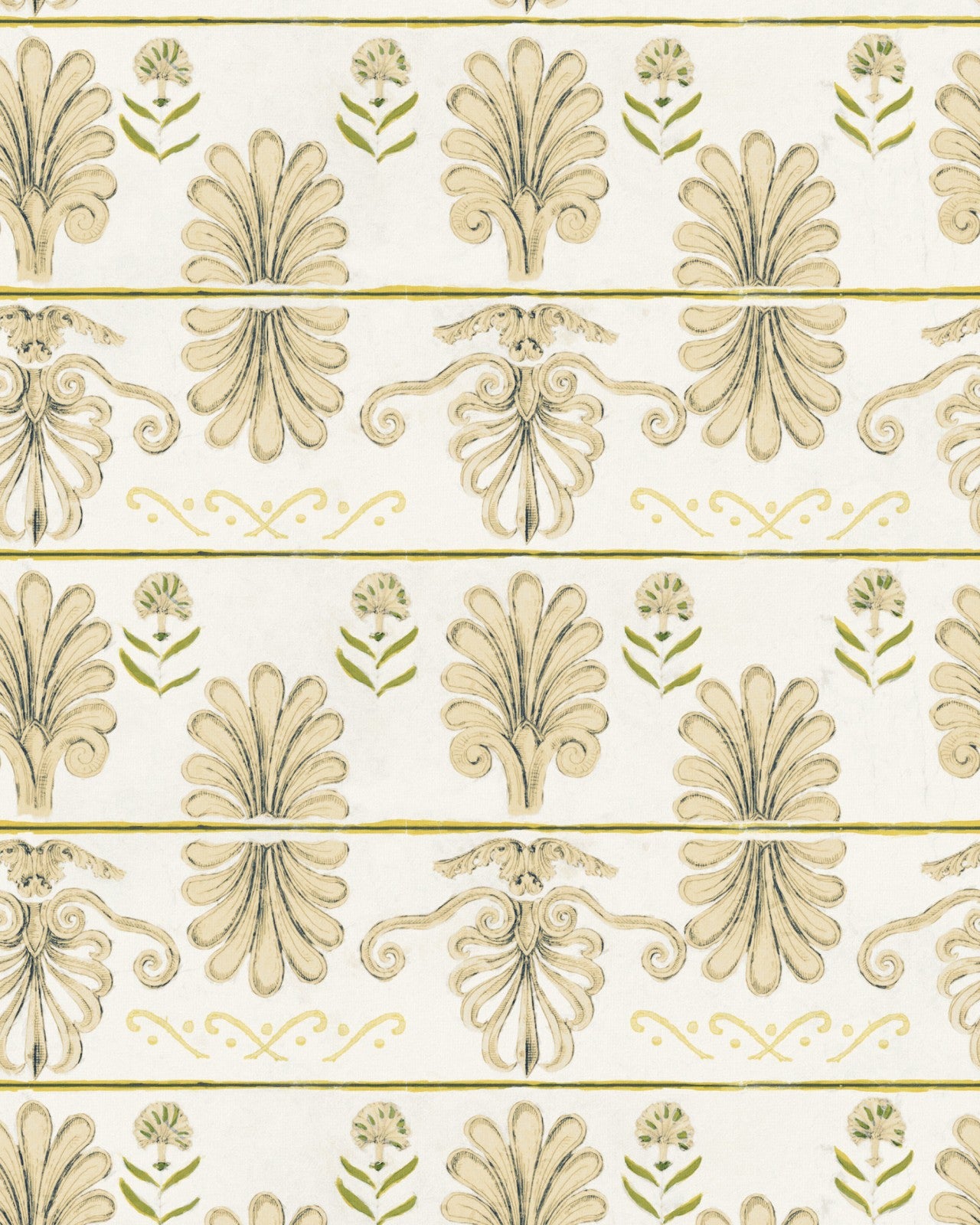 mykonos villa motif taupe wallpaper