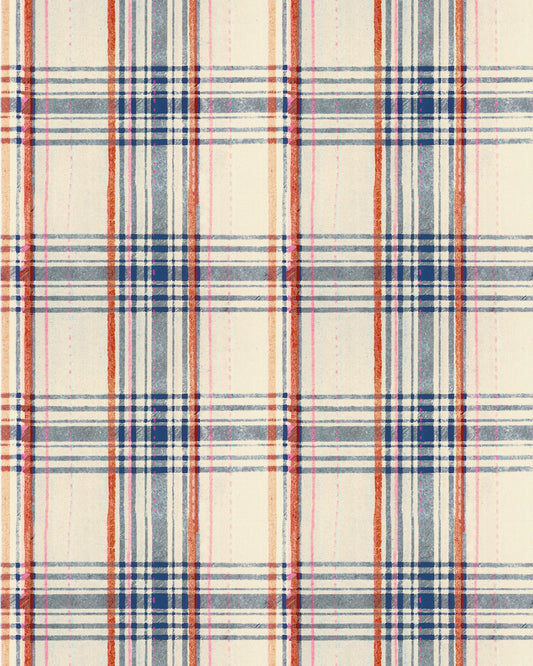 SEAPORT PLAID Cream Wallpaper