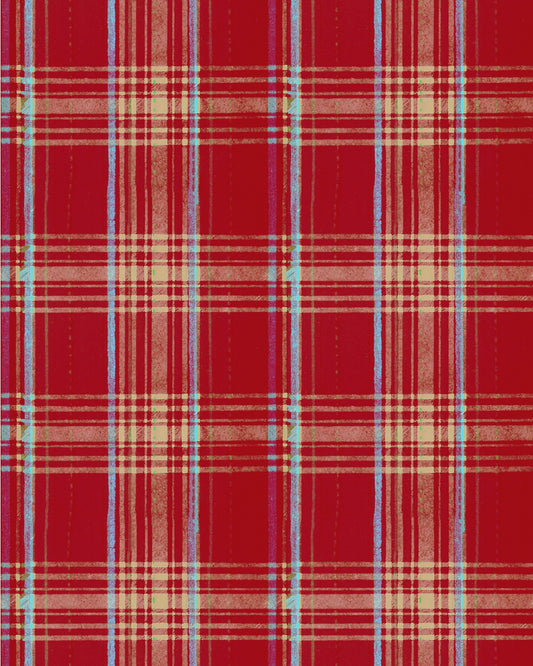 SEAPORT PLAID Red Wallpaper