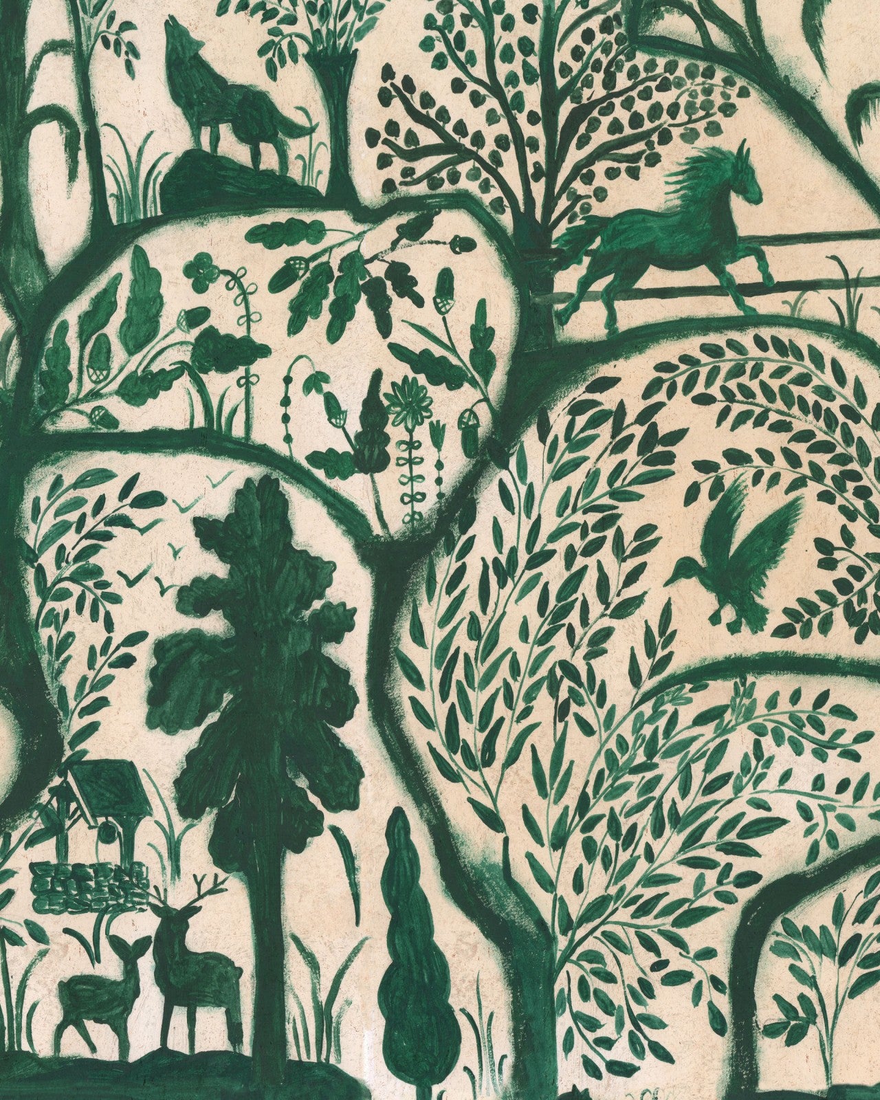 the enchanted woodland green wallpaper