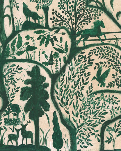 THE ENCHANTED WOODLAND Green Wallpaper