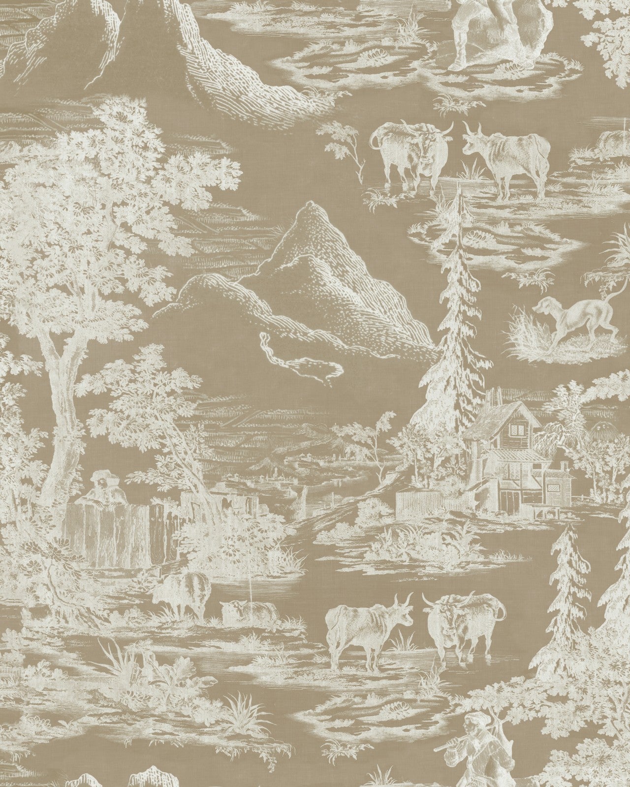 toile du tyrol taupe wallpaper