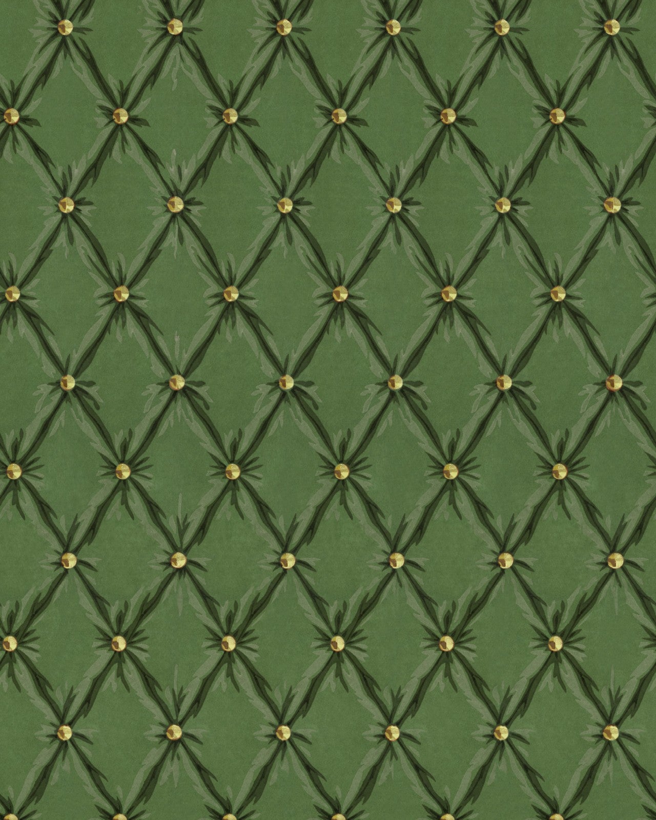 tufted panel forest green wallpaper