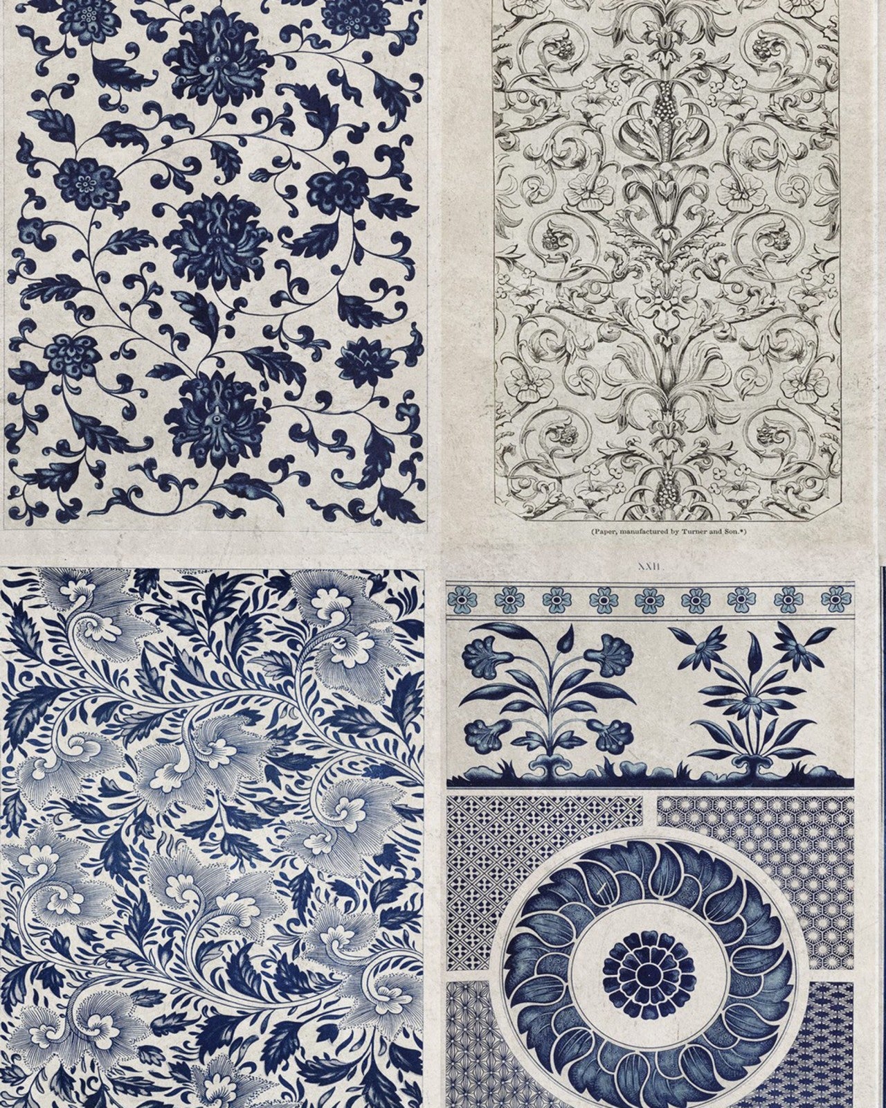 chinese pattern blue premium wallpaper