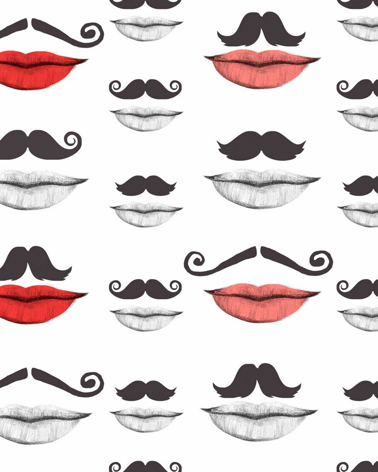 mind the gap - moustache and lips premium wallpaper - wp20084