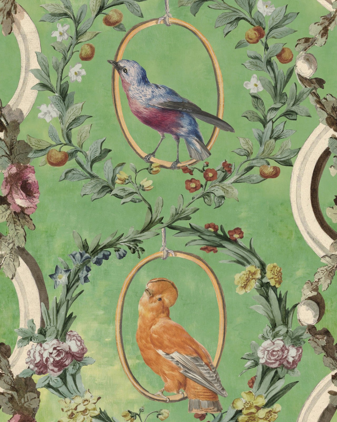 countesse's aviarium mint wallpaper