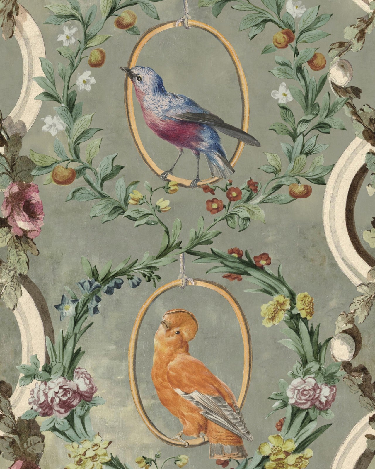 countesse's aviarium neutral wallpaper