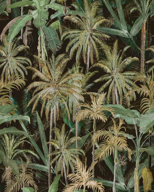 THE JUNGLE Anthracite Wallpaper